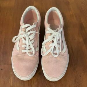 SOLD! 
Pink lace up vans 7 youth fit 8/ 1/2 women’s